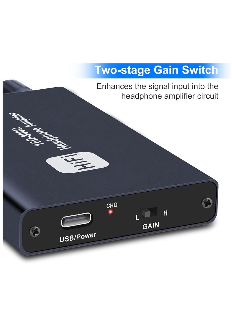 Headphone Amplifier Two-Stage Gain Switch, Portable Headphone Amp for MobilePhone and PC 3.5mm Stereo Audio Input Out Space Grey - Image 2